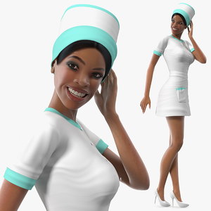 light skinned black nurse 3D model