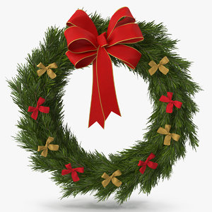 christmas wreath bows v 3D model