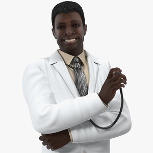 3D african american male doctor model