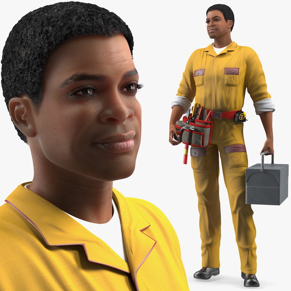 LightSkinBlackLocksmithRiggedvray3dmodel