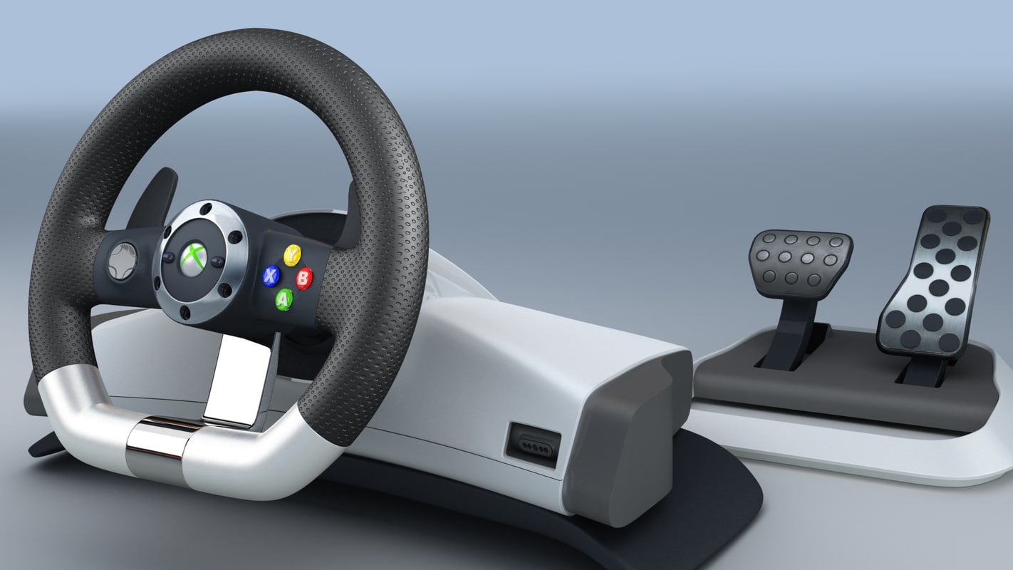 3d model microsoft xbox 360 racing wheel